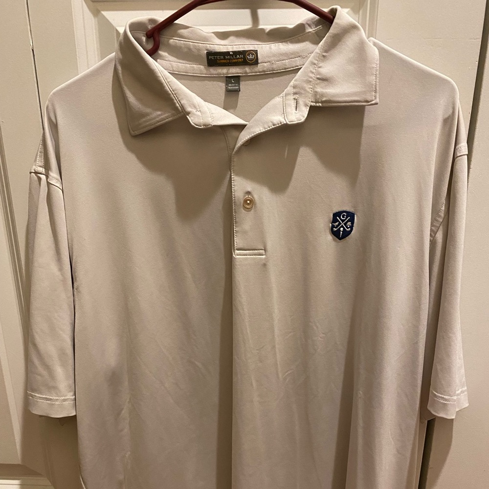 White Peter Millar Summer Comfort golf polo. Size Large